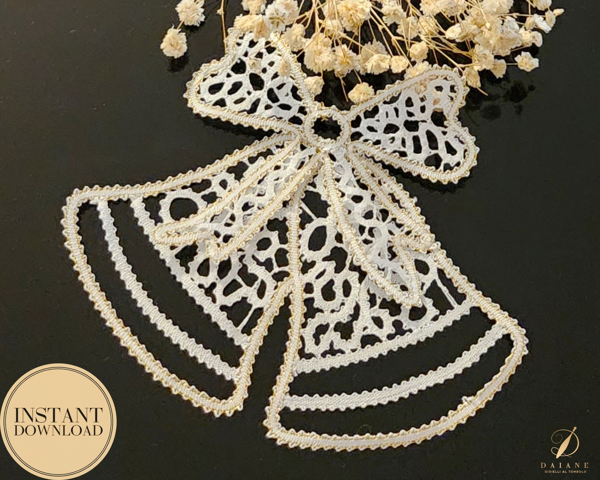 Bobbin Lace Pattern Bow Bell - instant digital download