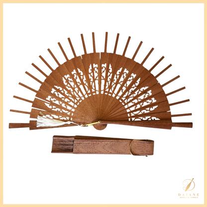 Bobbin Lace Decorated Wooden Fan Diva Sipo Wood