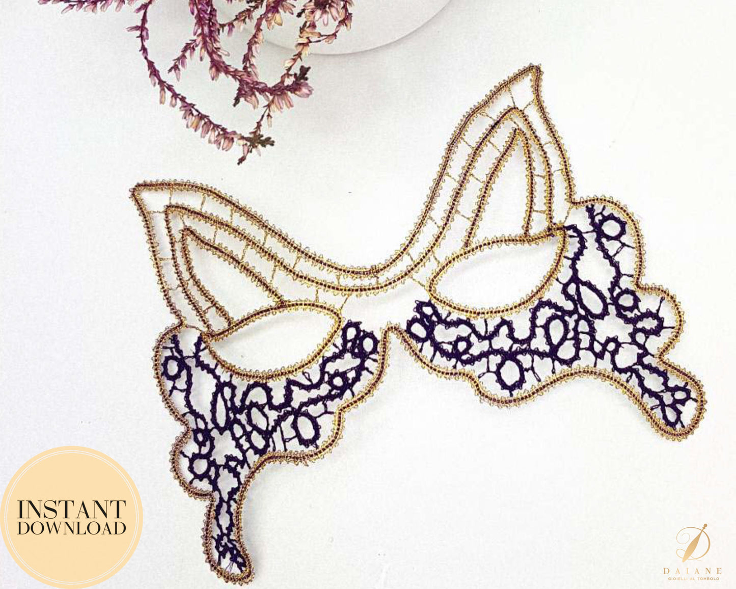 Bobbin Lace Carnival Mask Florence Bobbin Lace Pattern