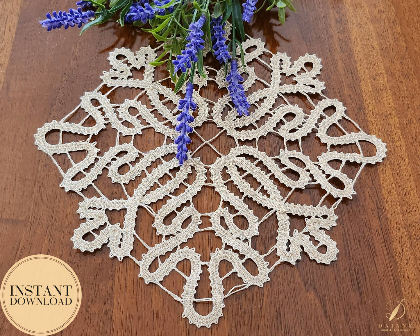 Bobbin Lace Pattern Wave Doily - instant digital download