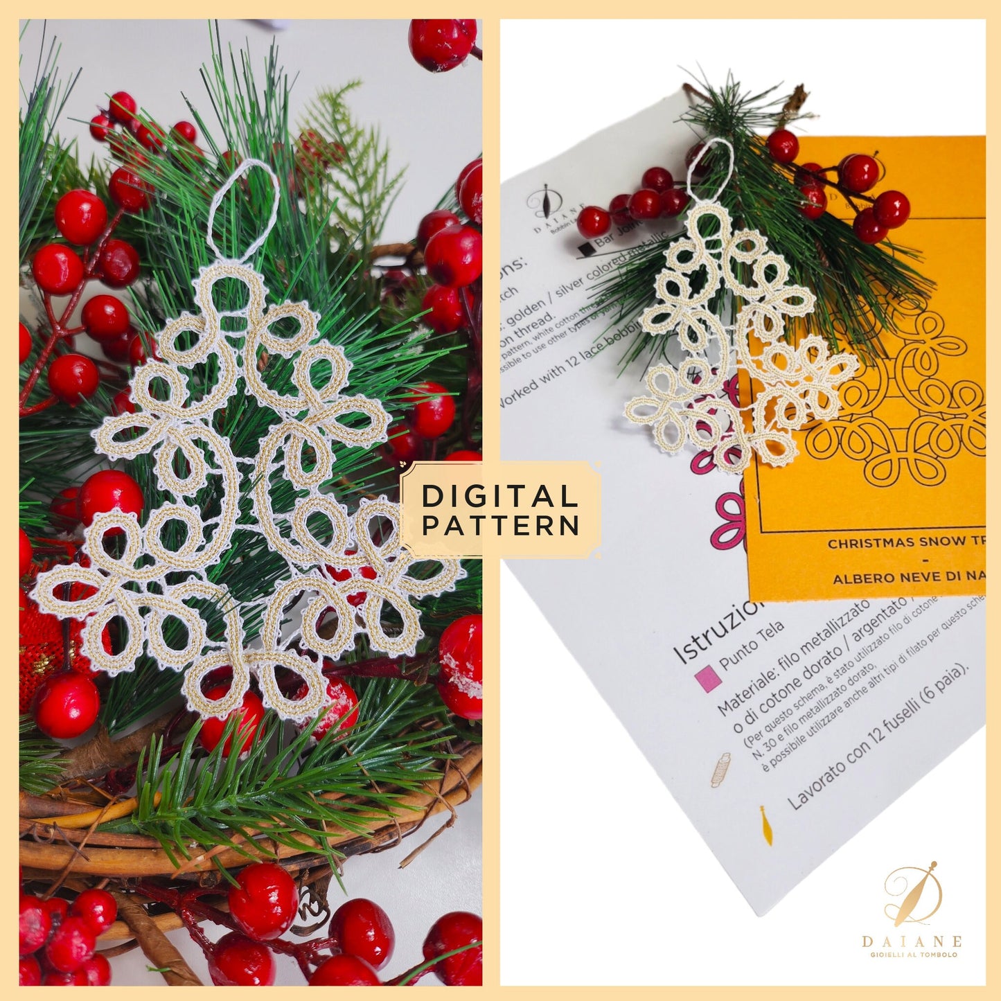 Pattern Christmas Snow Tree - instant digital download